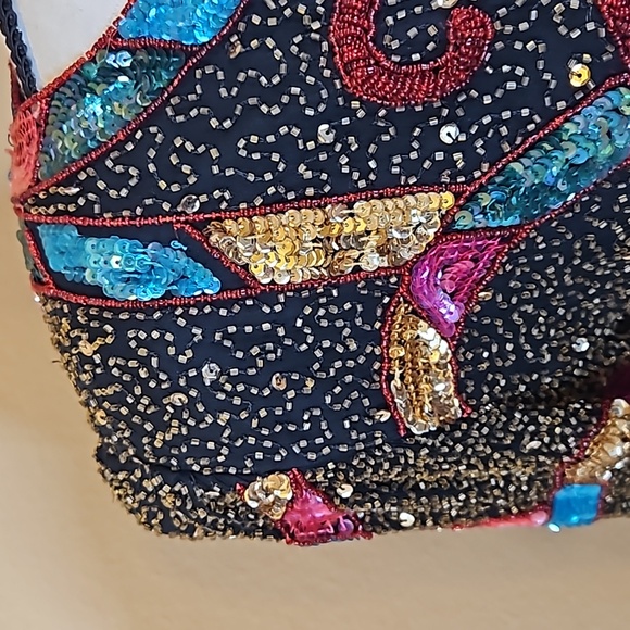 VINTAGE IN VOGUE DRESS MADE IN INDIA 8 BEADED SEQUINS 100% SILK 100% RAYON - Picture 4 of 13